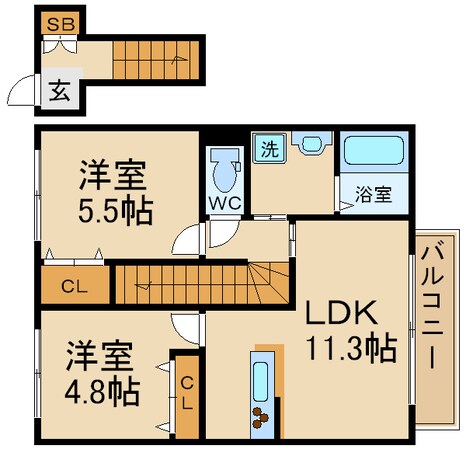 シャーメゾン稲田本町Ｃ棟の物件間取画像